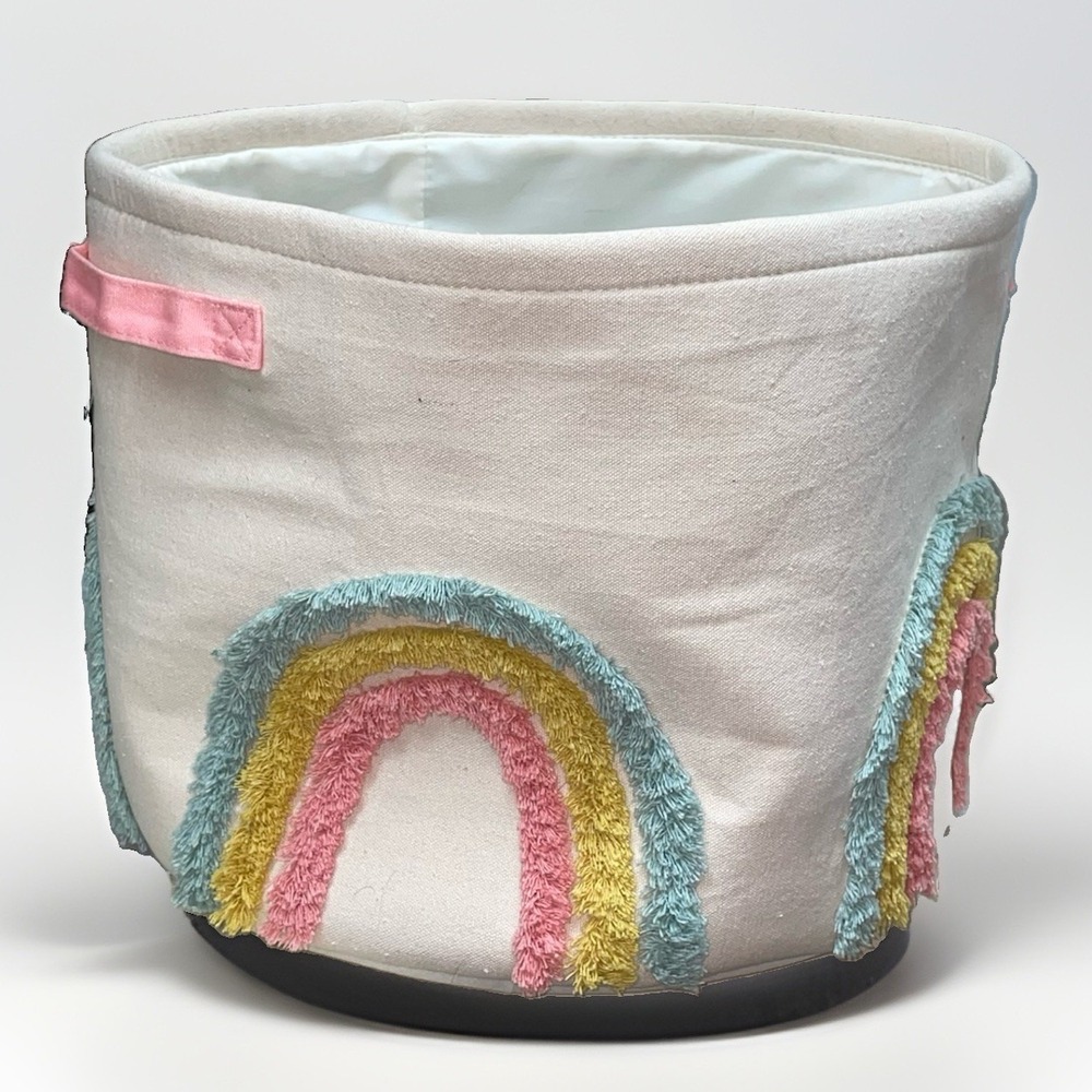 Chenille Rainbow Blanket Basket Cotton Laundry Hamper Toy Storage Nursery